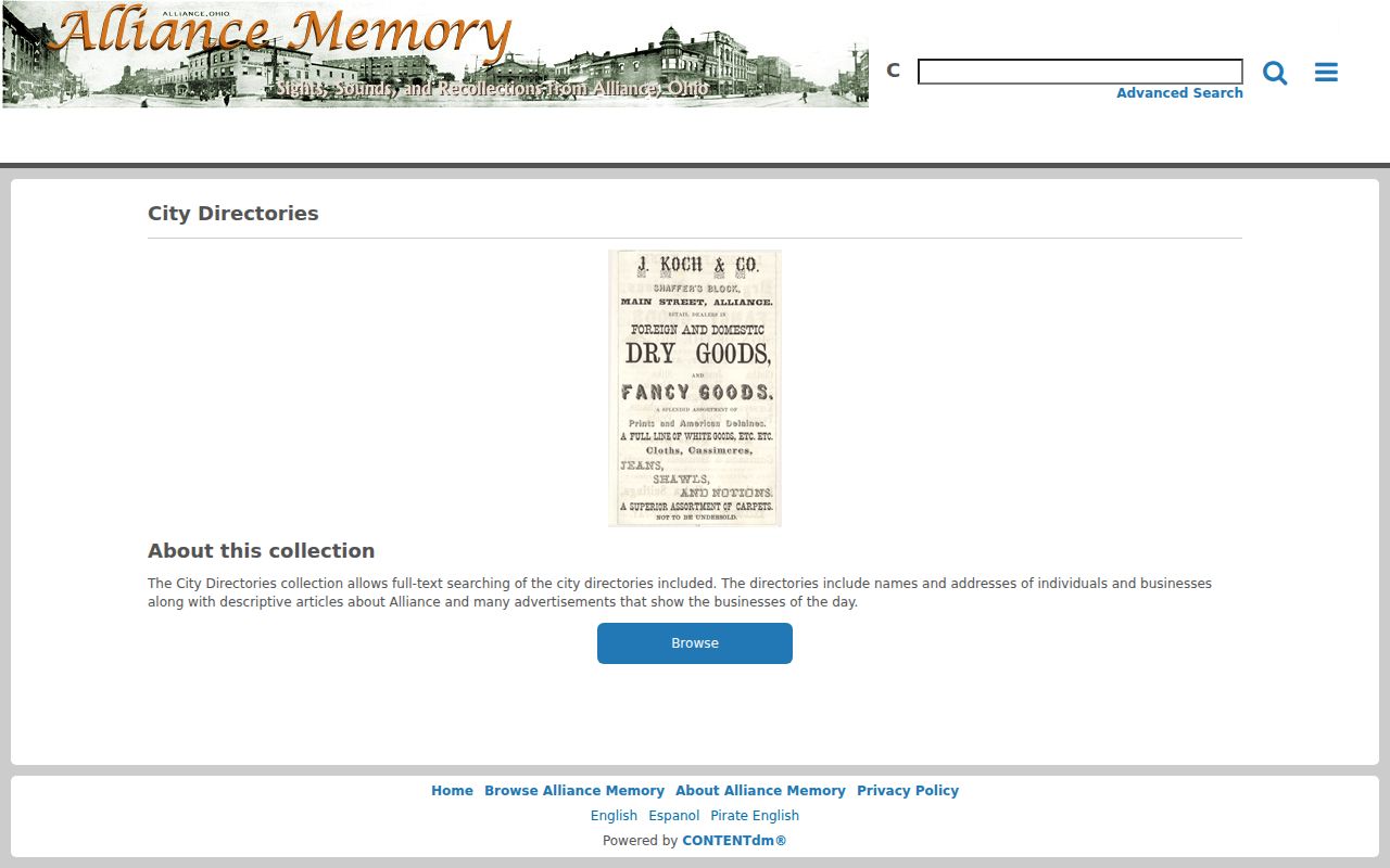 Alliance residents directory historical city collections