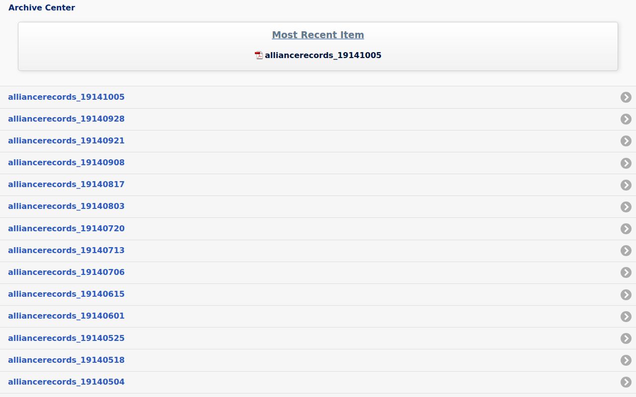 Alliance previous residents municipal archive records page