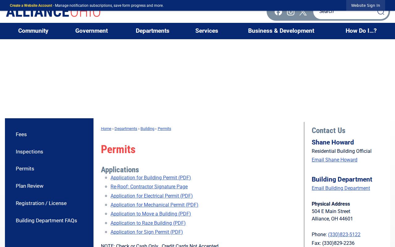 Alliance previous residents building permits source page