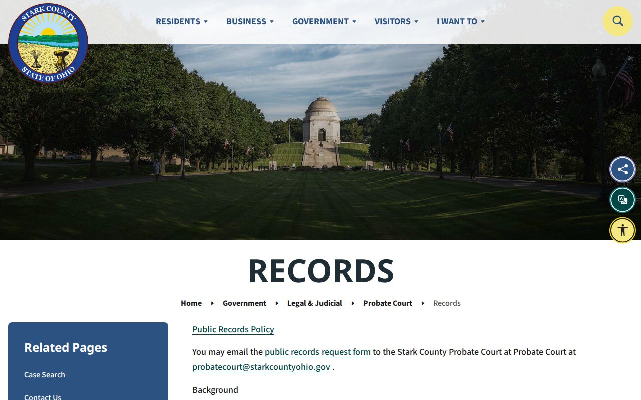Alliance previous residents Stark Probate historical records page