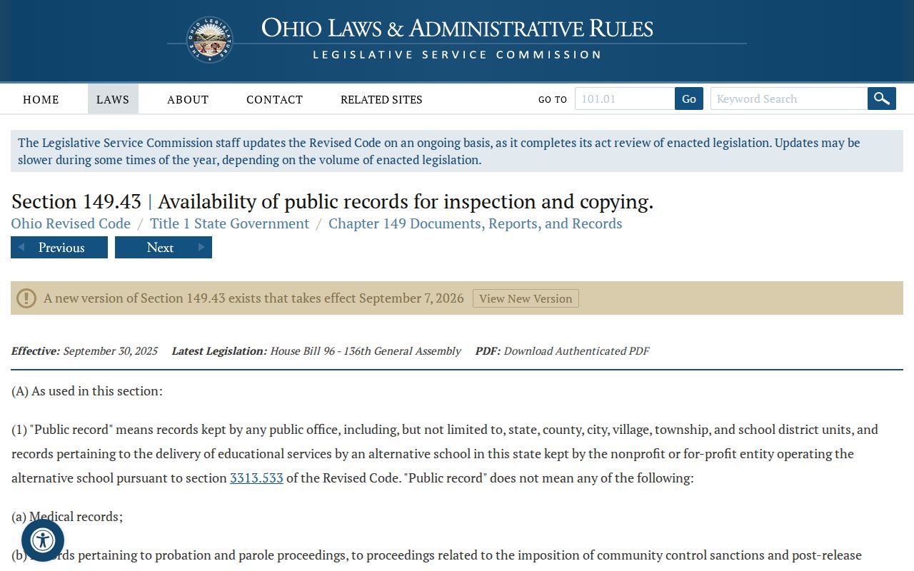Alliance residents directory Ohio Public Records Act source