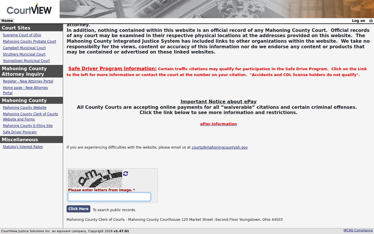 Alliance resident records Mahoning eCourts search