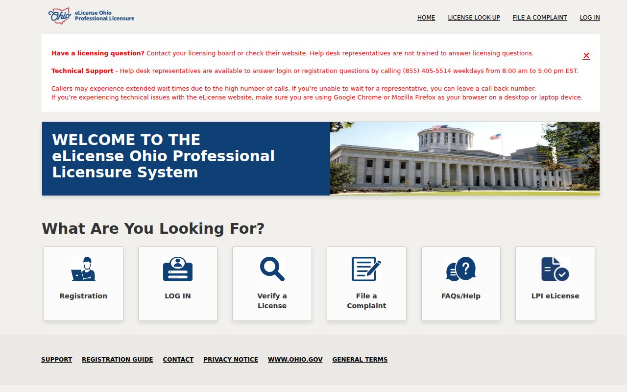 Alliance resident lookup Ohio professional license search